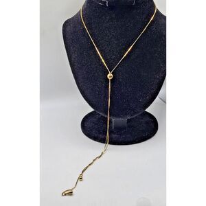 Estate Adjustable Gold Tone Slide Bolo Necklace 30in
